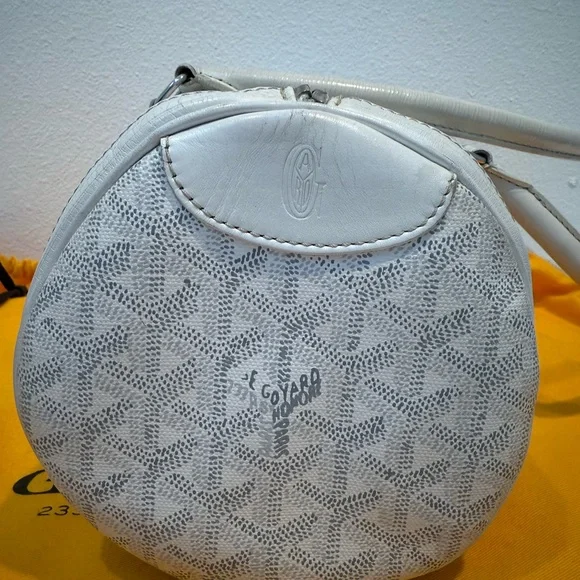 Authentic Authentic Goyard White Leather Goyardine Croisière Boston Duffle Bag - Picture 6 of 16